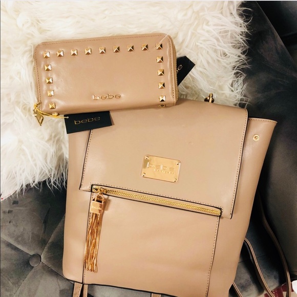 bebe Handbags - NWT *Set* BEBE Studded Wallet + Backpack